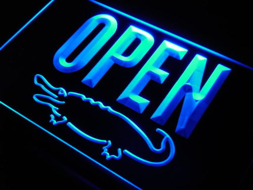 OPEN Crocodile Display Shop Bar Neon Light Sign